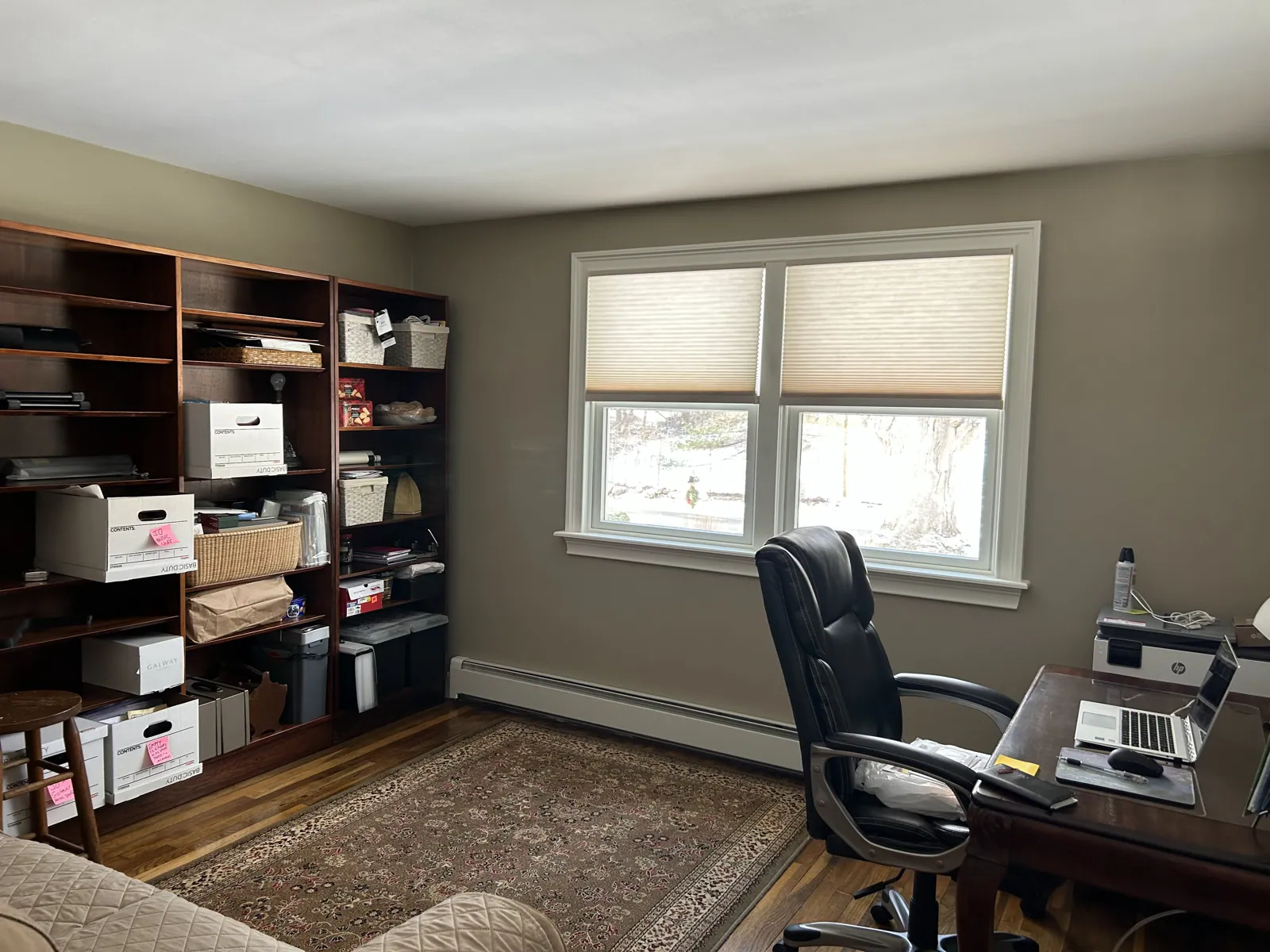 Home office in a warm greige